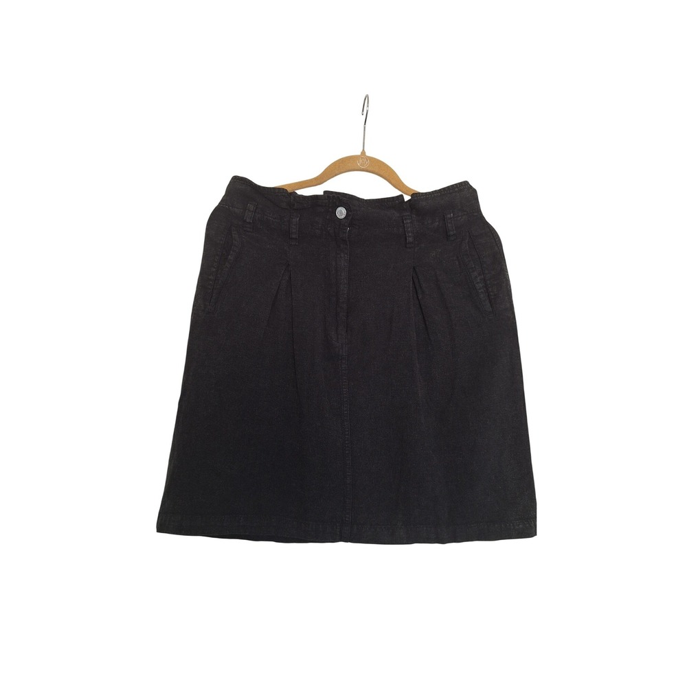 Anthropologie Pilcro Black Linen Blend Paperbag Waist Pleated Mini Skirt Size 8